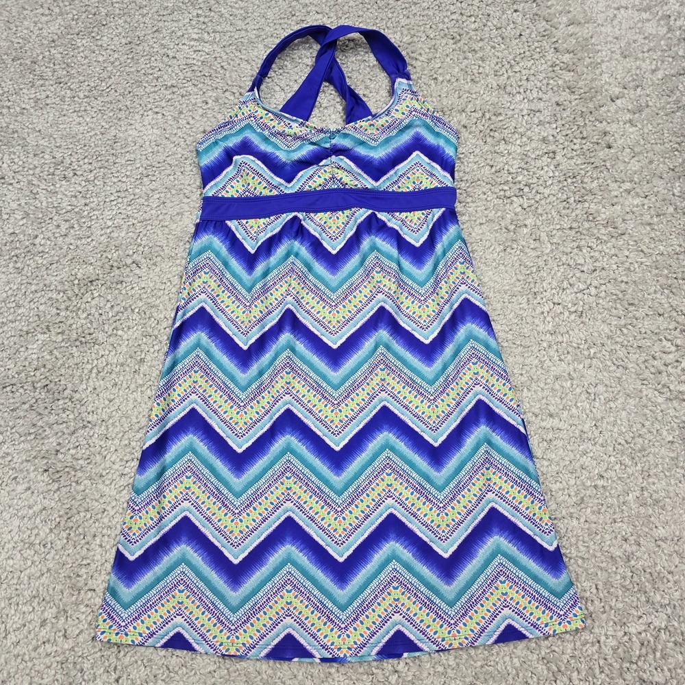 Title Nine Women Halter Swim Dress Size Small Chevron Active Resort Beach